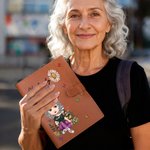 Personalized Birth Flower Butterfly Cartoon Reading Character A5 Sketchbook Notebook Cover with Name and Storage Pocket Birthday Gift for Family