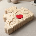 Rompecabezas de madera personalizado con familia de koalas y 2-5 nombres grabados decoración de escritorio regalo de aniversario para la familia