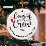 Personalized Santa Hat Cousin Crew Ceramic Christmas Ornament with Name Home Tree Decor Christmas Gift for Family