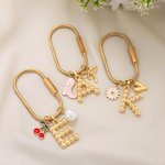 Gepersonaliseerde Gold Bubble Initial Bag Charm Sleutelhanger Bruiloft Bruidsmeisje Kerst Verjaardag Gift voor Vrouw