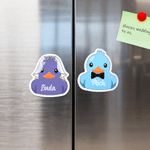 Personalized Cartoon Little Yellow Duck Fridge Magnet with Name and Profession Refrigerator Decor Birthday Christmas Gift for Family Friends