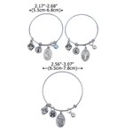 Personalized Birthstone Catholic Saint Adjustable Bangle Bracelet with Initial Confirmation Birthday Christmas Gift for Girls Teens Women