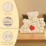 Casse-Tête Familial en Bois Personnalisé avec 2-5 Koalas et Noms Gravés Décoration de Bureau Cadeau Anniversaire pour Famille