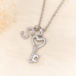 Personalized Dainty Heart Key Necklace with Birthstone Initial Christmas Valentine's day Birthday Anniversary Gift for Women Girlfriends Wives