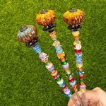Personalised Pumpkin Topper Beads Ceramic Garden Stake with Charm Garden Decor Halloween Gift for Women Gardeners