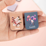 Personalized Birth Flower Magnetic PU Leather Bookmark Clip with Name Christmas Birthday Gift for Reading Lovers Bookworms