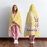 Personalised Forest Animal Cloud Star Multicolour Soft Hooded Blanket with Initial and Name Birthday Christmas Party Gift for Boys Girls