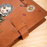 Personalized Birth Flower Butterfly Cartoon Reading Character A5 Sketchbook Notebook Cover with Name and Storage Pocket Birthday Gift for Family