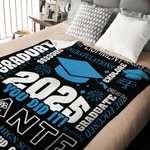 Personnalisé Class of 2025 You Did It Graduation Cap Soft Throw Blanket with Name and Year Home Decor Graduation Party Gift for Graduates