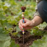 Personalised Pumpkin Topper Beads Ceramic Garden Stake with Charm Garden Decor Halloween Gift for Women Gardeners