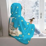 Personalised Forest Animal Cloud Star Multicolour Soft Hooded Blanket with Initial and Name Birthday Christmas Party Gift for Boys Girls