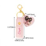 Personalized Cartoon Black Girl PU Leather Lipstick Case Keychain with Name and Heart-Shaped Mirror Birthday Anniversary Gift for Women Girls