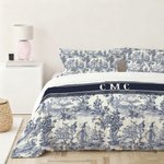 Personalized Toile De Jouy Soft Duvet Cover and 2 Pillow Covers Bedding Set with Letter and Name Home Decor Birthday Gift for Family