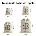 Bolsa de regalo personalizada de cordón con personaje de dibujos animados inicial y nombre regalo de Navidad para niños y familia