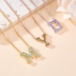 Personalized Birthstone Initial Pendant Necklace Dainty Jewellery Christmas Birthday Gift for Women