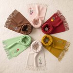 Personalised Colourful Embroidered Birth Flower Soft Warm Tassel Scarf with Name Anniversary Birthday Christmas Gift for Women Men