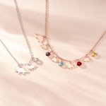 Personalised Mom and Baby Dinosaur Necklace with Birthstone Christmas Birthday Anniversary Gift for Women