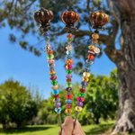 Personalised Pumpkin Topper Beads Ceramic Garden Stake with Charm Garden Decor Halloween Gift for Women Gardeners