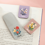 Personalized Birth Flower Magnetic PU Leather Bookmark Clip with Name Christmas Birthday Gift for Reading Lovers Bookworms