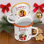Tasse en émail personnalisée avec nom et titre Cadeau de Noël pour les enfants, la famille et les amis