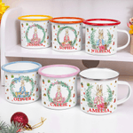 Personalized Cartoon Peter Rabbit 12 oz Colored Rim Enamel Mug with Name Christmas Gift for Family Kids