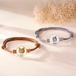 Personalized Pet Portrait Adjustable Bracelet with Engraved Name and Text Dog Cat Loss Jewelry Birthday Memorial Gift for Pet Lover