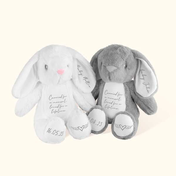 Gepersonaliseerd schattig konijntje zacht pluche speeltje in liefdevol geheugen van engel baby knuffel pop baby baby verlies herinnering miskraam Memorial Gift