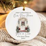 Personalized Christmas House Door Ceramic Ornament with Names Address and Year Home Decor Christmas Gift for Family Friends New Home Movers