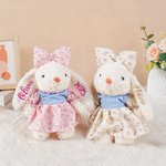 Peluche lapin avec noeud personnalisé et nom pailleté Cadeau d'anniversaire et de fête pour les enfants