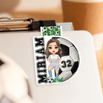 Personalized Cartoon Character Soccer Magnetic Bookmark Clip with Name and Number Christmas Birthday Gift for Soccer Lovers Bookworms
