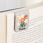 Personalized Birth Flower Magnetic PU Leather Bookmark Clip with Name Christmas Birthday Gift for Reading Lovers Bookworms