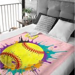 Personalized Dynamic Ball Sports Soft Throw Blanket with Name and Number Warm Home Decor Birthday Game Day Gift for Kids Sports Lovers