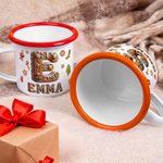 Personalized Gingerbread Candy Initial 12 oz Enamel Mug with Name Daily Use Christmas Gift for Kid Family