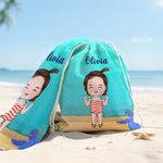 Serviette de Plage Super Absorbante Personnalisée avec Personnage et Nom Accessoire à Séchage Rapide de Voyage à la Plage Cadeau pour Enfant Famille