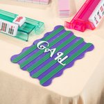 Personlig 3D-tryckt randig design med skulpterad kant Mahjong-blandare med namn Mahjong-spelkväll Födelsedagspresent för Mahjong-entusiaster