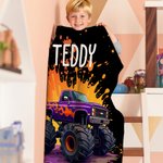Couverture personnalisée avec nom pour les enfants, les garçons et les amoureux des camions.