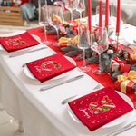 Personalized Candy Cane Initial 100% Cotton Red Napkin with Name Party Table Decor Christmas Gift for Family Friends