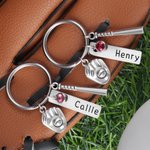 Personalised Birthstone Softball Baseball Bat Glove Keychain with Engraved Name Game Day Team Birthday Gift for Sports Lover