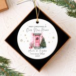 Personalized Christmas House Door Ceramic Ornament with Names Address and Year Home Decor Christmas Gift for Family Friends New Home Movers
