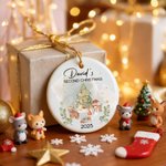 Personalized Cute Christmas Tree Cartoon Animals Ceramic Christmas Ornament with Name First Second Christmas Decor Gift for Baby Kids