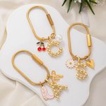 Gepersonaliseerde Gold Bubble Initial Bag Charm Sleutelhanger Bruiloft Bruidsmeisje Kerst Verjaardag Gift voor Vrouw