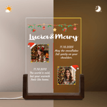 Personalised Multi-Theme Soft Glow Acrylic LED Night Light with Photo Text and Wooden Base In Loving Memory Christmas Birthday Gift for Friends Family