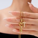 Personalized Dainty Heart Key Necklace with Birthstone Initial Christmas Valentine's day Birthday Anniversary Gift for Women Girlfriends Wives