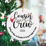 Personalized Santa Hat Cousin Crew Ceramic Christmas Ornament with Name Home Tree Decor Christmas Gift for Family