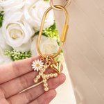 Gepersonaliseerde Gold Bubble Initial Bag Charm Sleutelhanger Bruiloft Bruidsmeisje Kerst Verjaardag Gift voor Vrouw