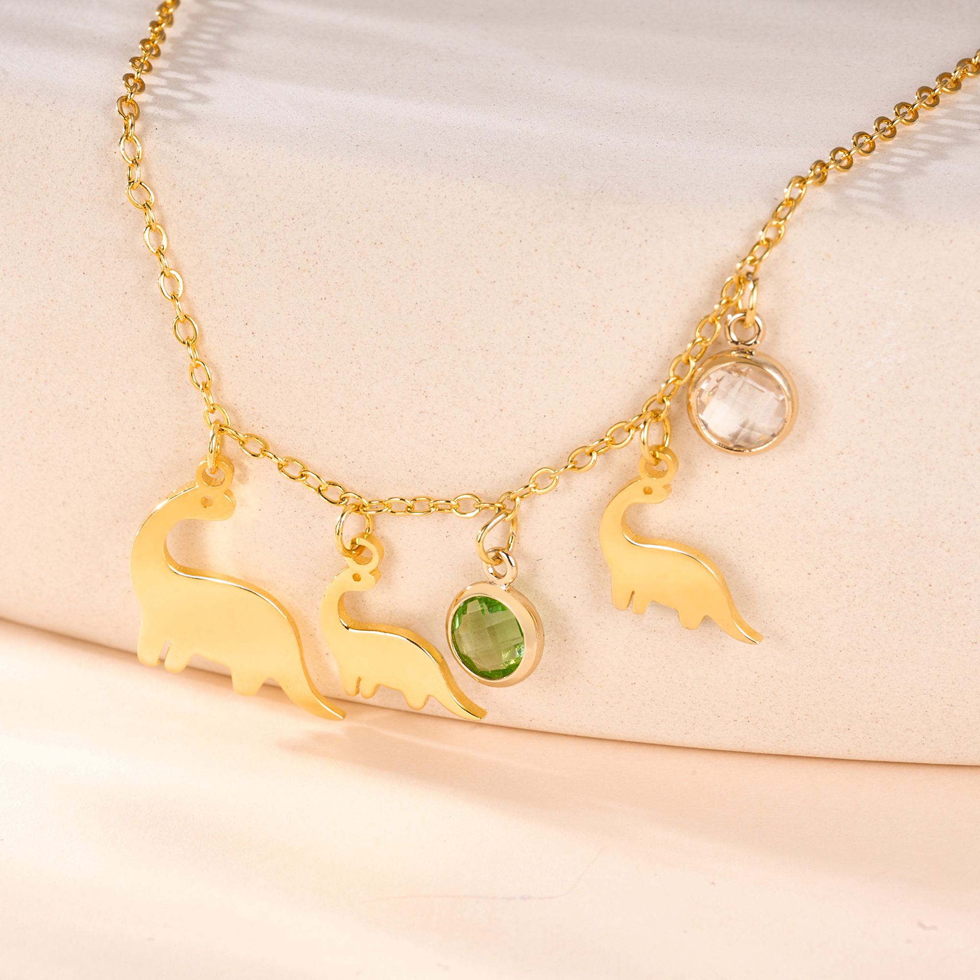 Collier dinosaure personnalisé avec pierre de naissance pour maman et bébé Cadeau d'anniversaire de Noël pour femme