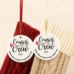 Personalized Santa Hat Cousin Crew Ceramic Christmas Ornament with Name Home Tree Decor Christmas Gift for Family