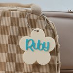 Personalized Flower Square Multicolour Acrylic Keychain Bag Charm with Name Birthday Christmas Party Gift for Friends Boys Girls