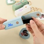 Personalized Cartoon Black Girl PU Leather Lipstick Case Keychain with Name and Heart-Shaped Mirror Birthday Anniversary Gift for Women Girls