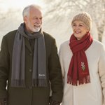 Personalised Colourful Embroidered Birth Flower Soft Warm Tassel Scarf with Name Anniversary Birthday Christmas Gift for Women Men